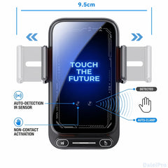 Car Phone Charger Phone Holder 15W Wireless & Wired Charger Auto Sensing One-Touch Release and Rotate