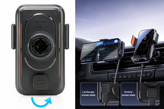 Car Phone Charger Phone Holder 15W Wireless & Wired Charger Auto Sensing One-Touch Release and Rotate