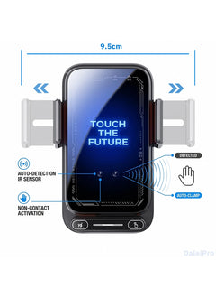 Car Phone Charger Phone Holder 15W Wireless & Wired Charger Auto Sensing One-Touch Release and Rotate