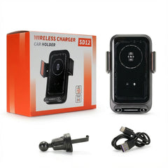 Car Phone Charger Phone Holder 15W Wireless & Wired Charger Auto Sensing One-Touch Release and Rotate