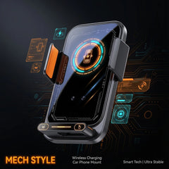 Car Phone Charger Phone Holder 15W Wireless & Wired Charger Auto Sensing One-Touch Release and Rotate