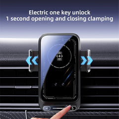 Car Phone Charger Phone Holder 15W Wireless & Wired Charger Auto Sensing One-Touch Release and Rotate