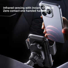 Car Phone Charger Phone Holder 15W Wireless & Wired Charger Auto Sensing One-Touch Release and Rotate