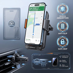 Car Phone Charger Phone Holder 15W Wireless & Wired Charger Auto Sensing One-Touch Release and Rotate